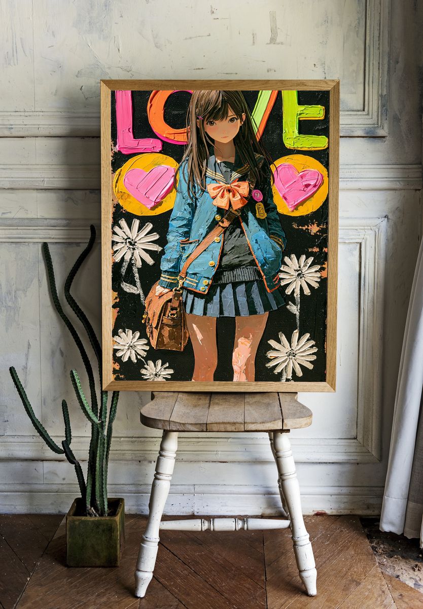 Anime Love Girl Illustration Poster. — room view 1