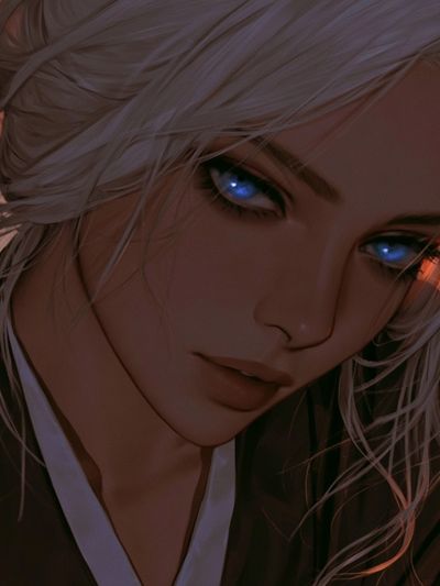 Silver-Haired Anime Portrait Poster.