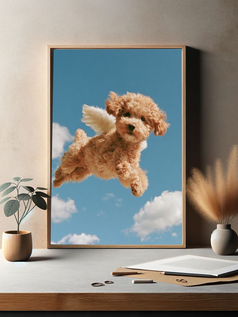 Flying Puppy Photography Poster. — room view 2