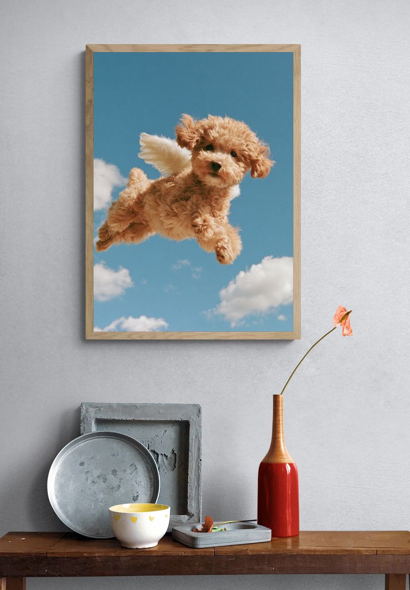 Flying Puppy Photography Poster. — room view 3