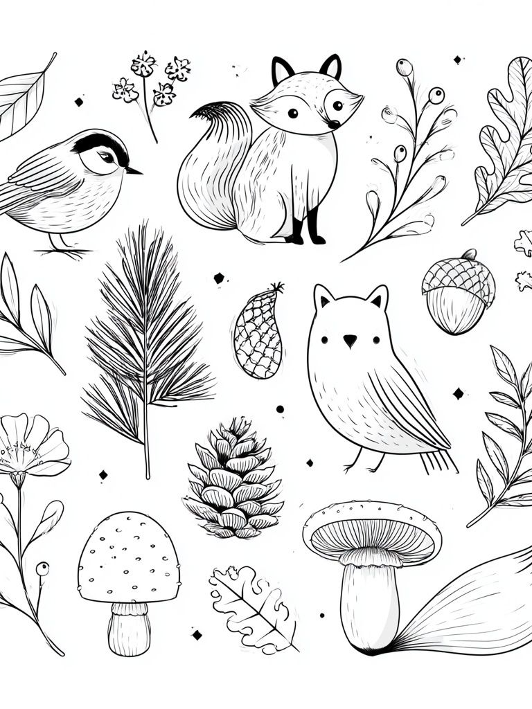 Forest Woodland Line Art Poster. poster — animals art