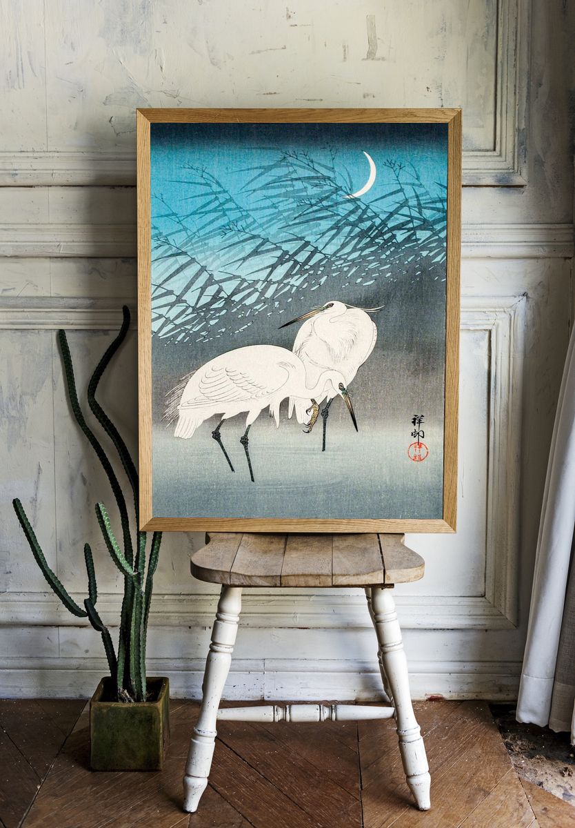 Egrets Reeds Moonlight (1926) Ohara. room preview
