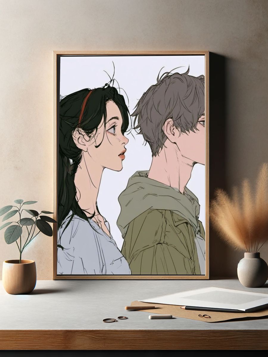 Anime Side Profile Portrait Poster. — room view 2