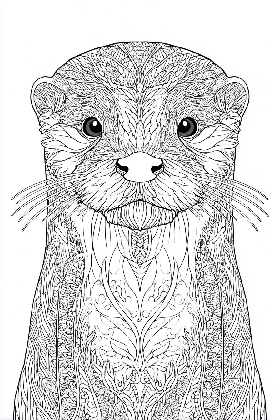 Ornate Otter Line Art Poster. poster detail