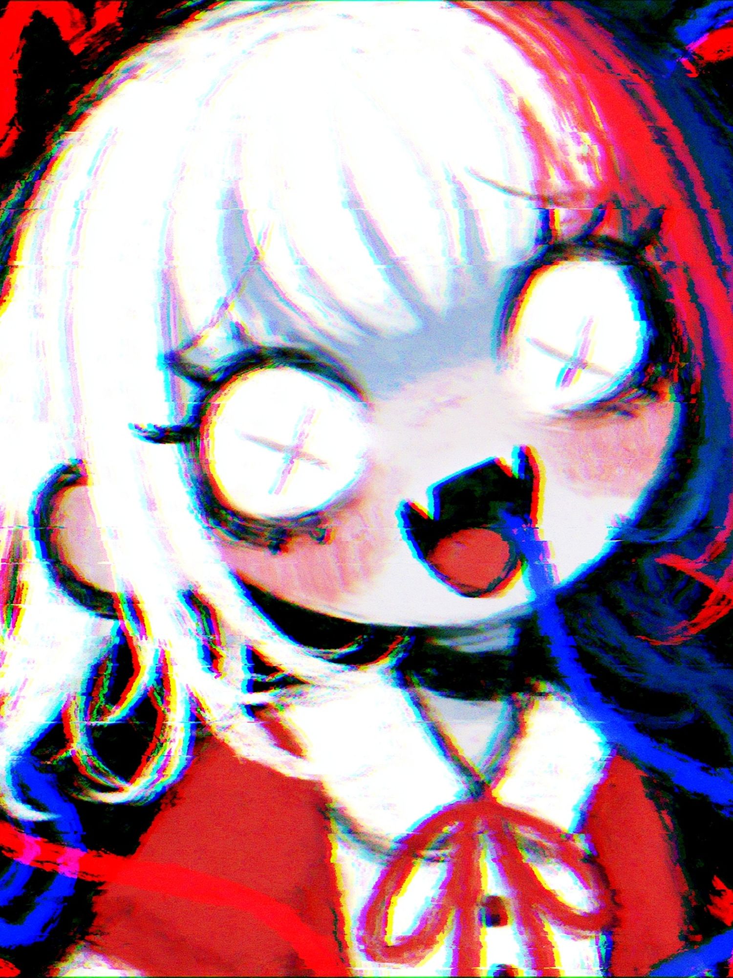 Anime Girl Glitch Portrait Poster. poster detail