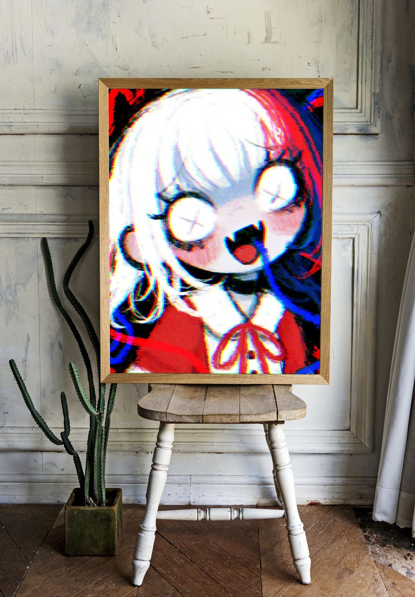 Anime Girl Glitch Portrait Poster. — room view 1