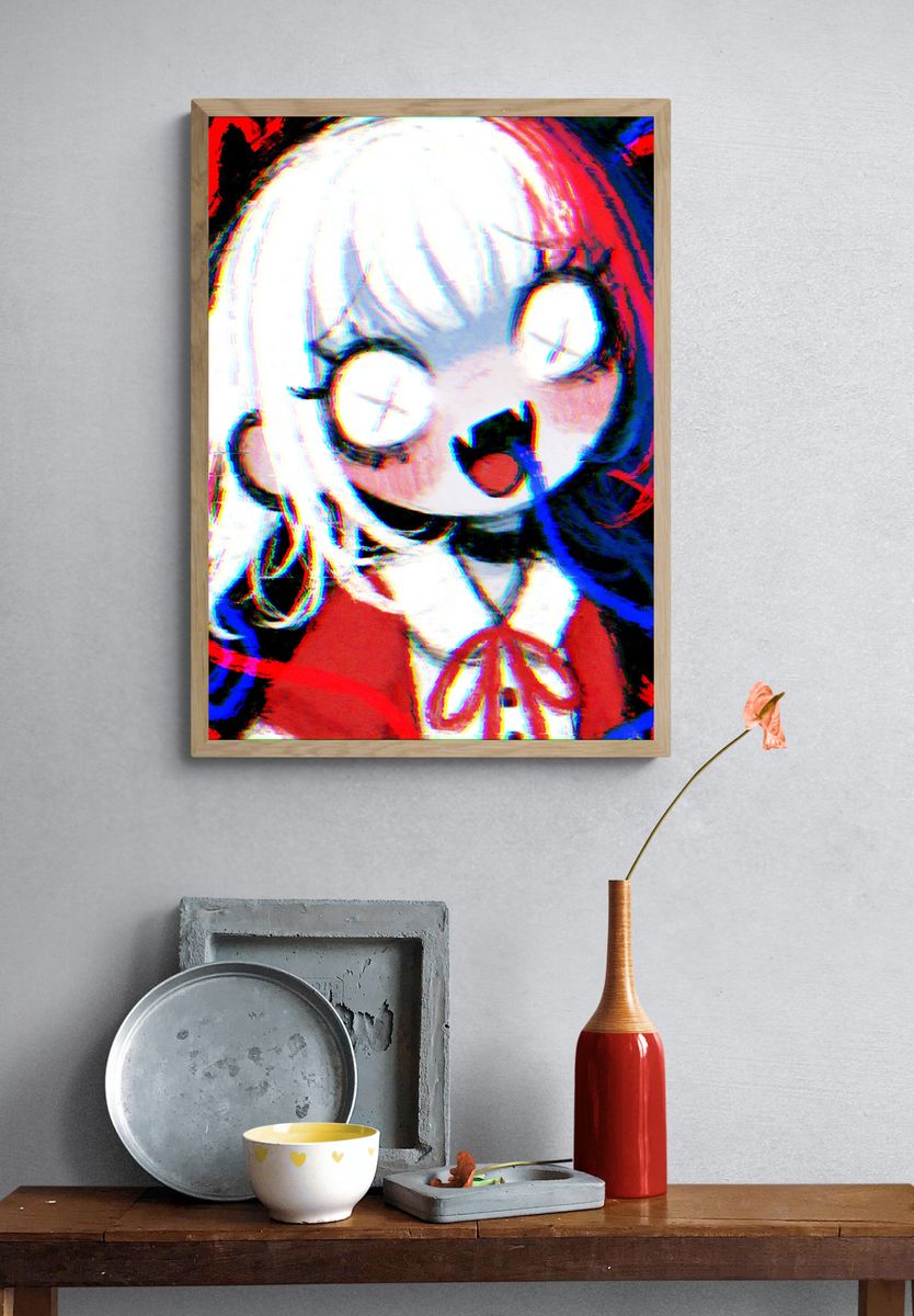 Anime Girl Glitch Portrait Poster. — room view 3