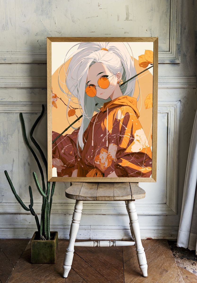 Autumn Anime Portrait Poster. — room view 1