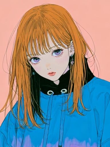 Orange-Haired Anime Portrait Poster. poster detail