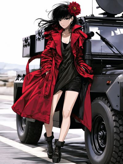 Anime Woman in Red Coat Poster. poster print
