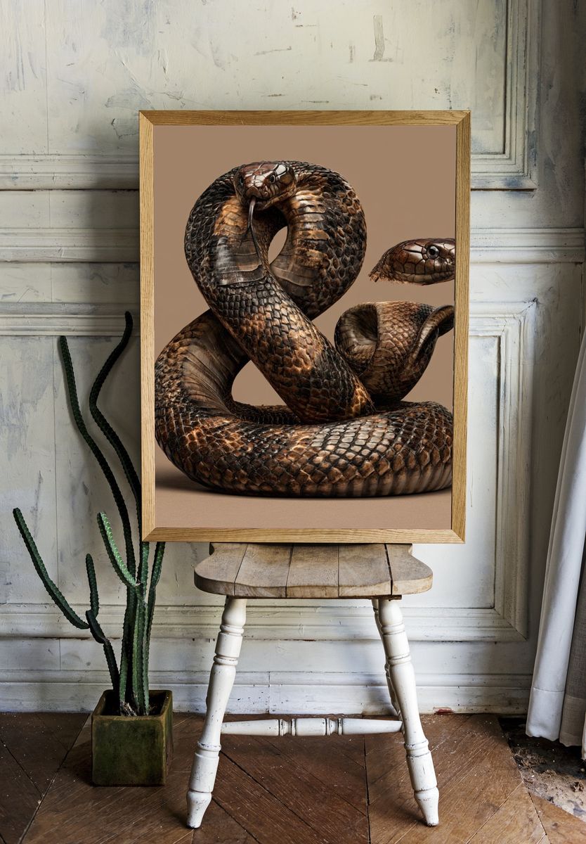 Coiled Cobra Illustration Poster. — room view 1