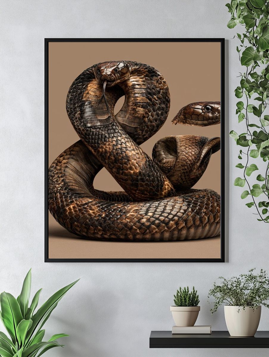 Coiled Cobra Illustration Poster. — room view 4