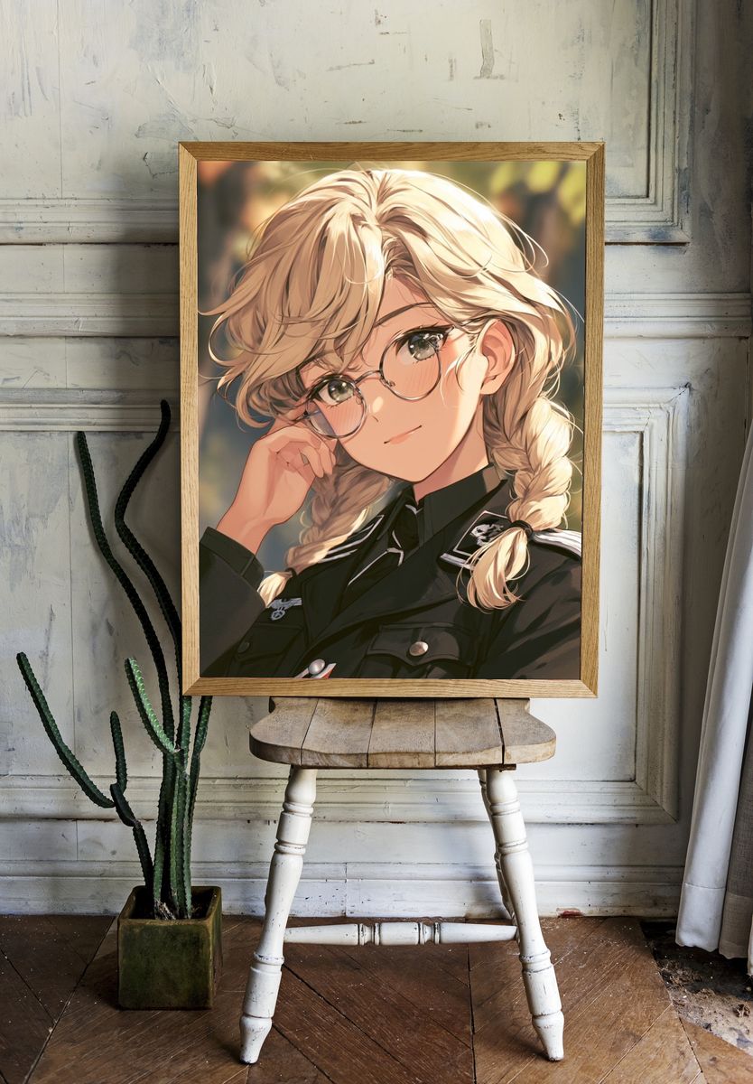 Blonde Anime Portrait Poster. — room view 1