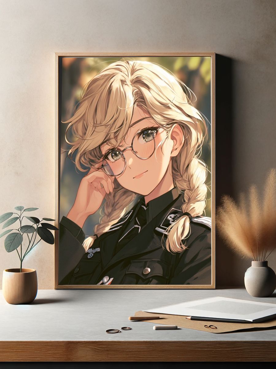 Blonde Anime Portrait Poster. — room view 2