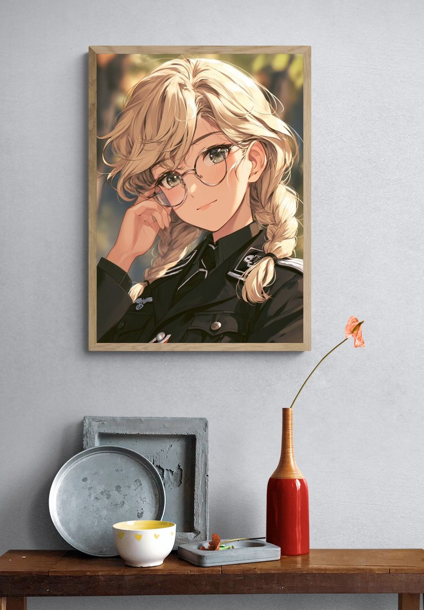Blonde Anime Portrait Poster. — room view 3