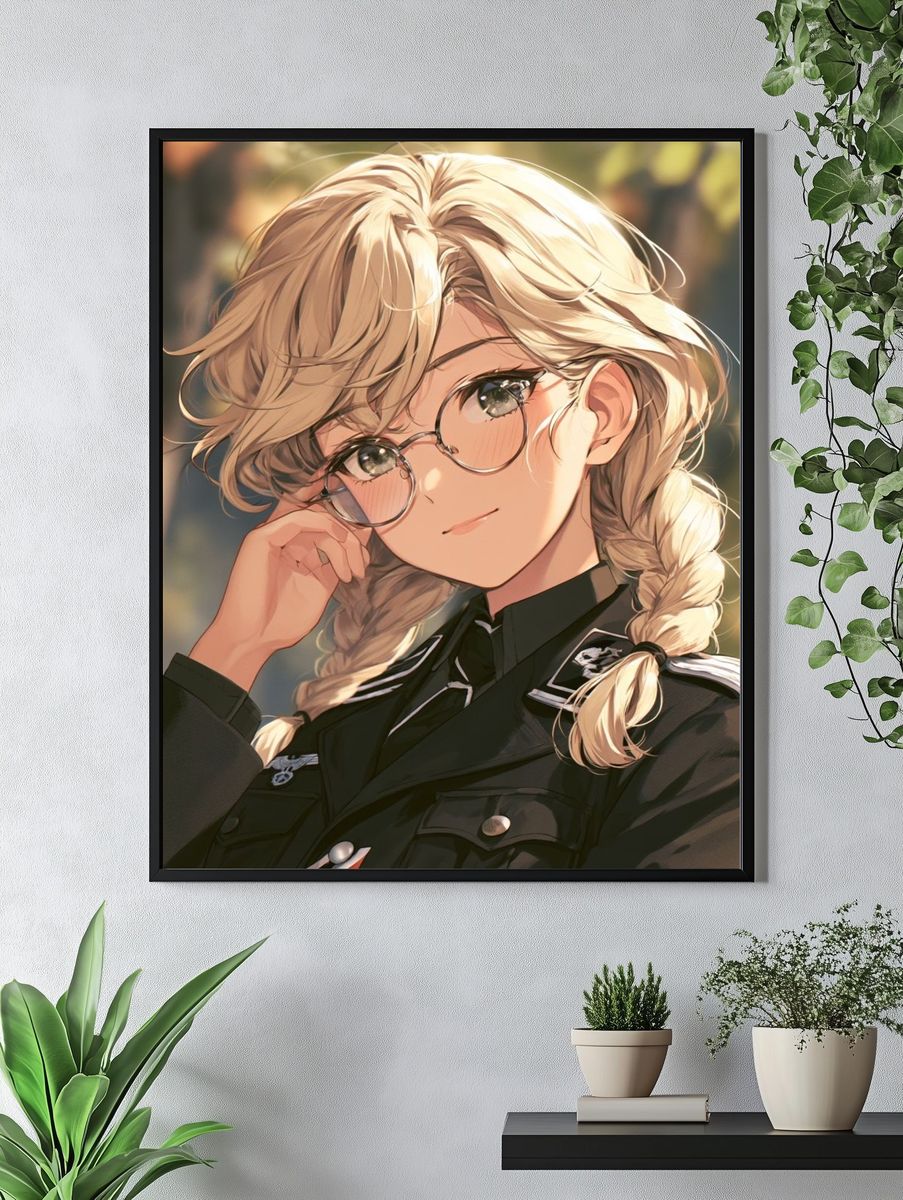 Blonde Anime Portrait Poster. — room view 4