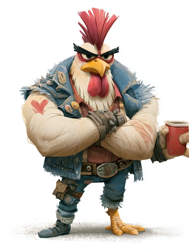 Rebel Rooster Cartoon Poster. poster — animals art