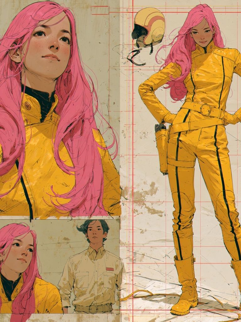 Pink-Haired Sci-Fi Character Illustration Poster. poster — anime art