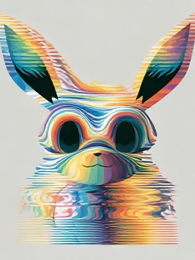 Rainbow Bunny Digital Art Poster. poster
