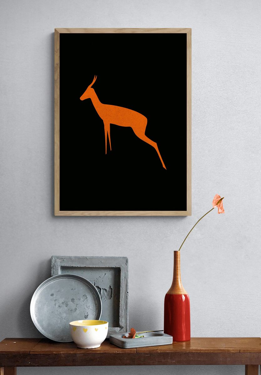 Orange Antelope Minimalist Print. — room view 3