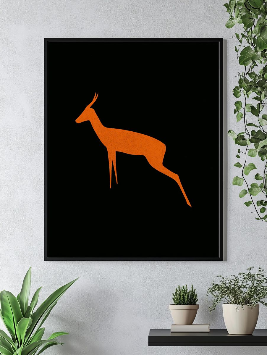 Orange Antelope Minimalist Print. — room view 4