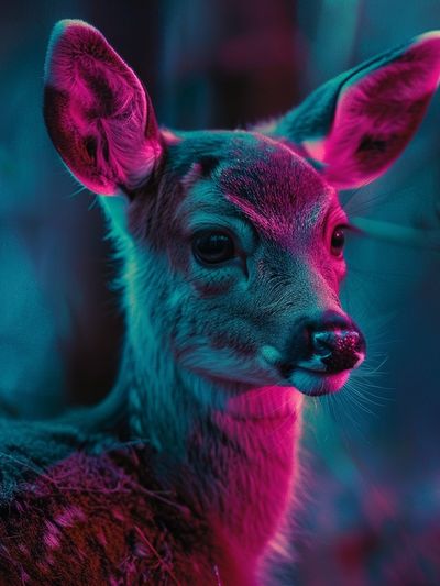 Neon Deer Portrait Poster. poster