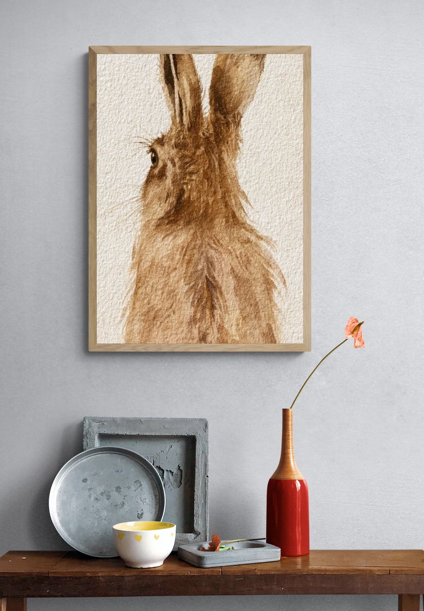 Brown Hare Watercolor Poster. — room view 3