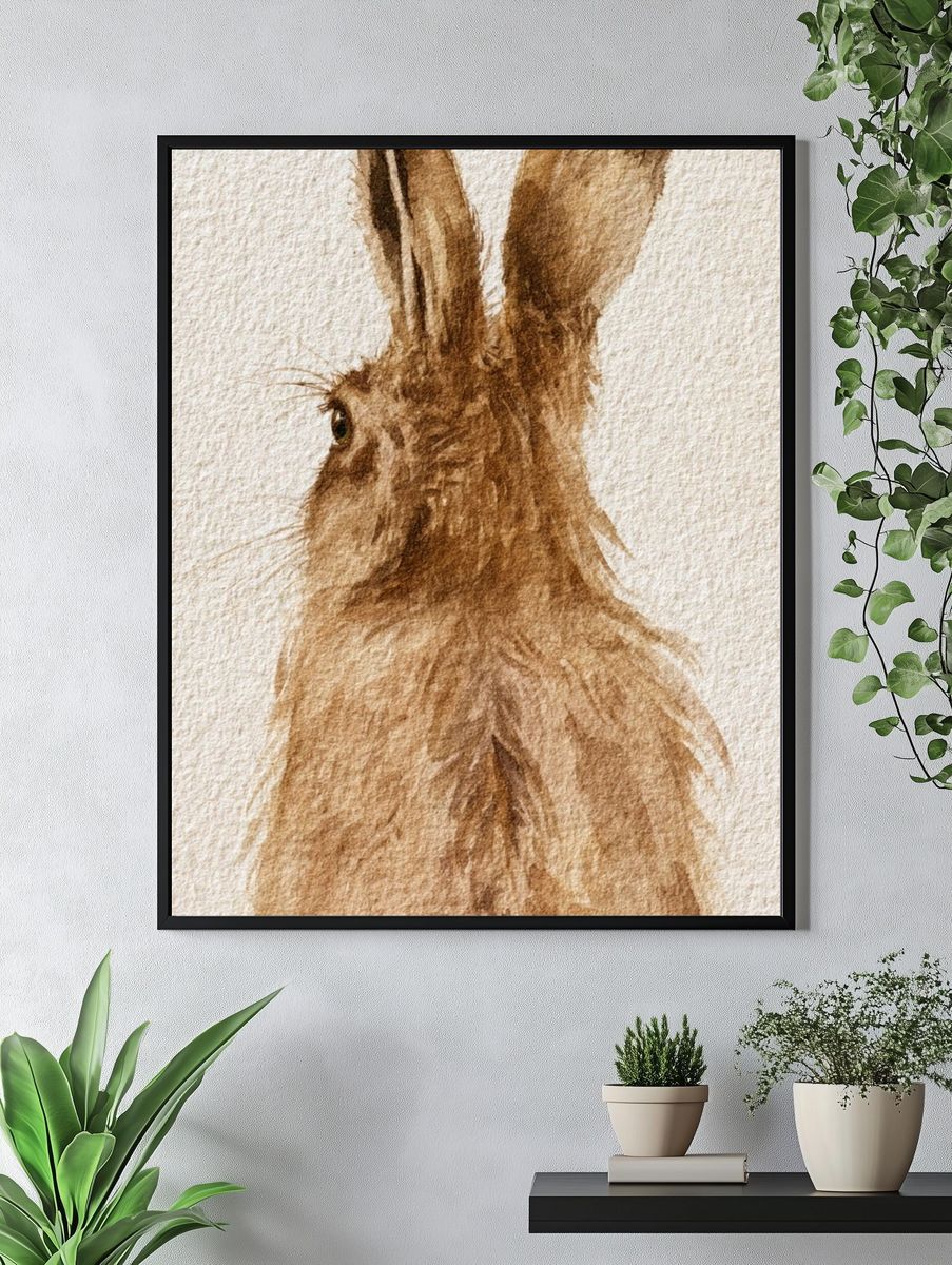 Brown Hare Watercolor Poster. — room view 4