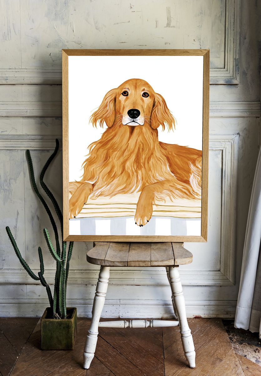 Golden Retriever Portrait Poster. — room view 1