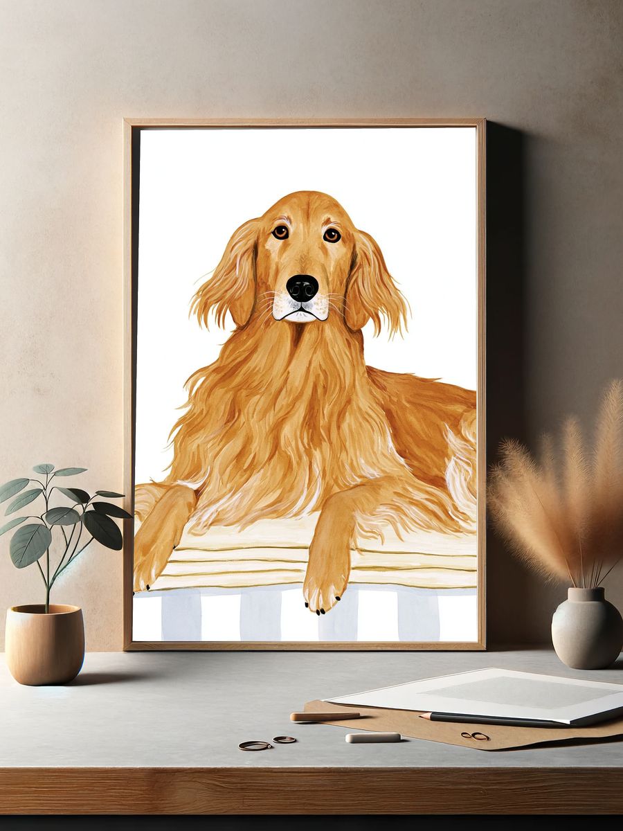 Golden Retriever Portrait Poster. — room view 2