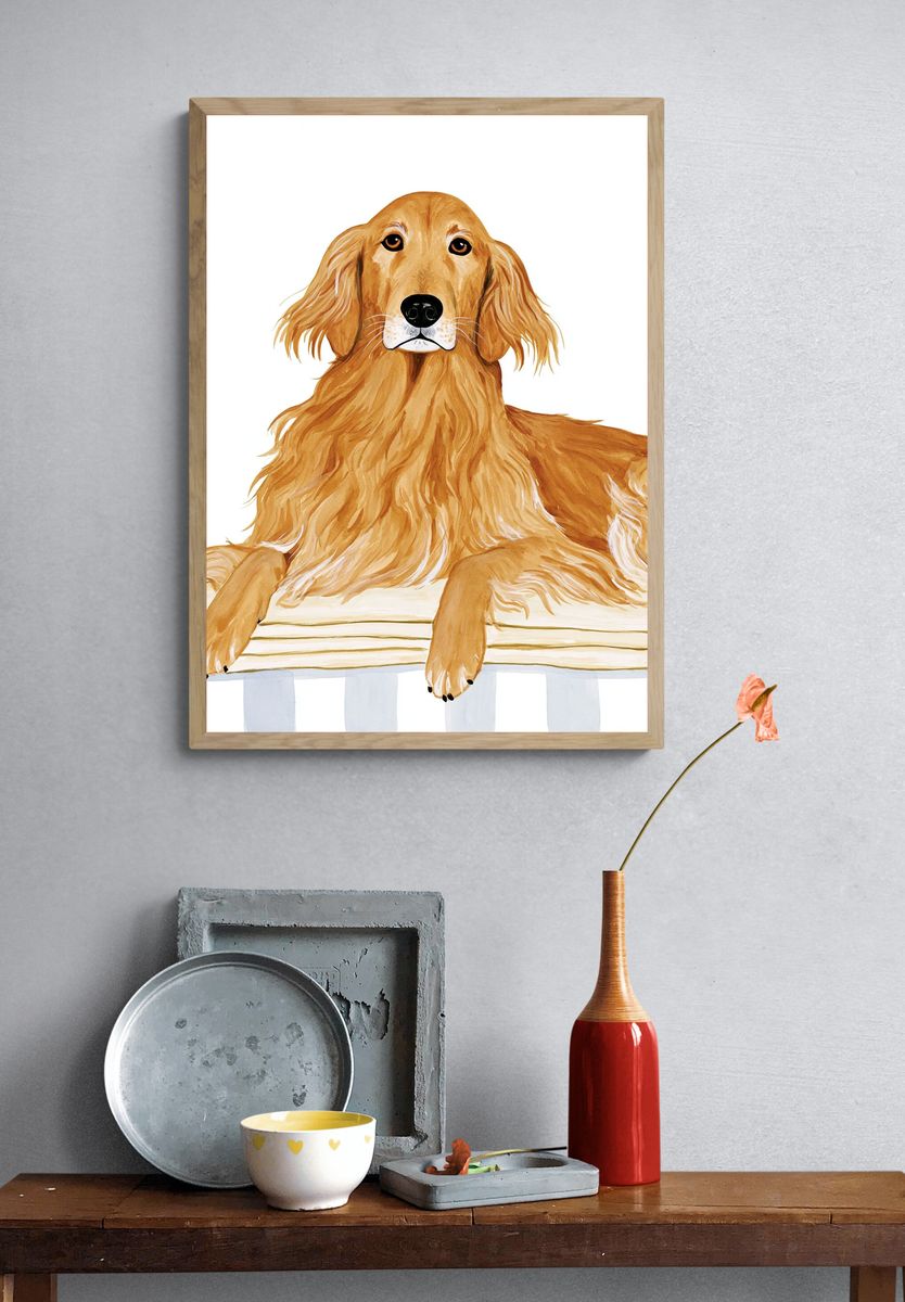Golden Retriever Portrait Poster. — room view 3
