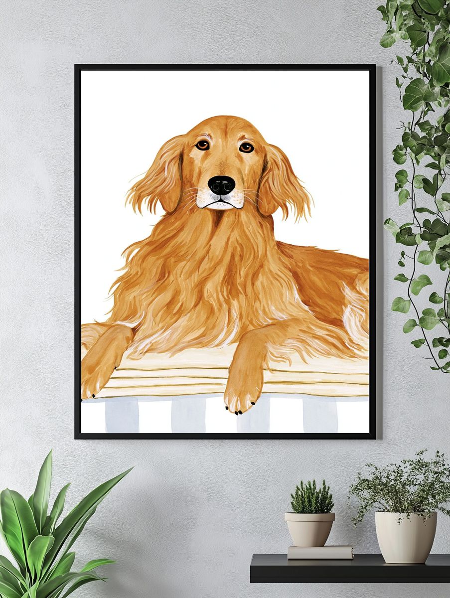Golden Retriever Portrait Poster. — room view 4