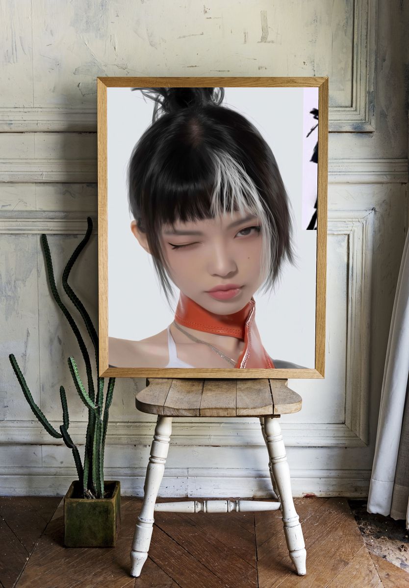 Anime Portrait Digital Art Poster. — room view 1