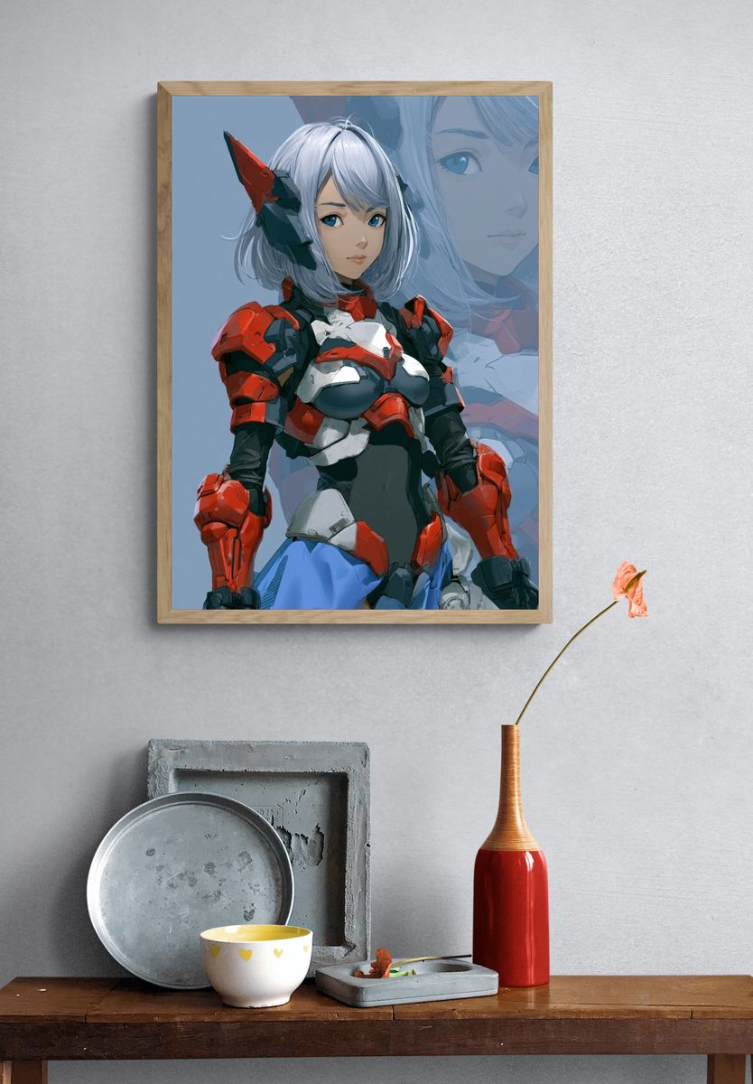 Anime Mecha Girl Portrait Print. — room view 3