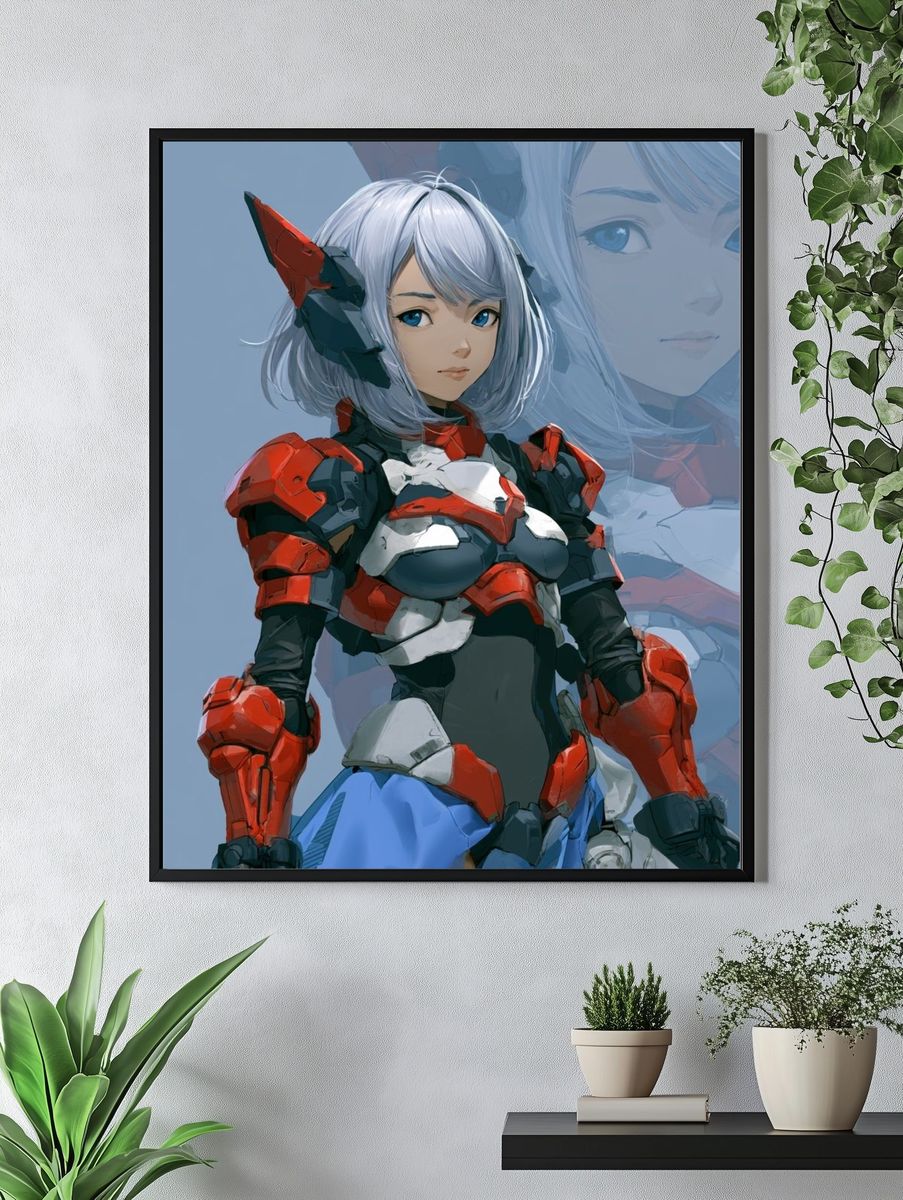 Anime Mecha Girl Portrait Print. — room view 4