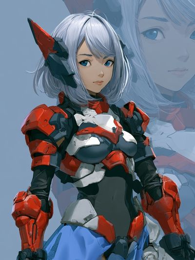 Anime Mecha Girl Portrait Print. poster