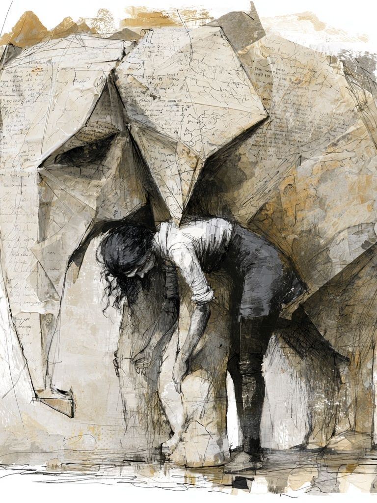 Elephant and Child Ink Poster. poster detail
