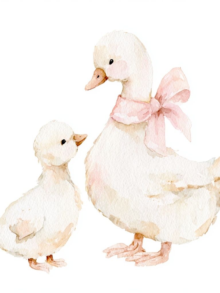 Mother and Duckling Watercolor Poster. poster — animals art