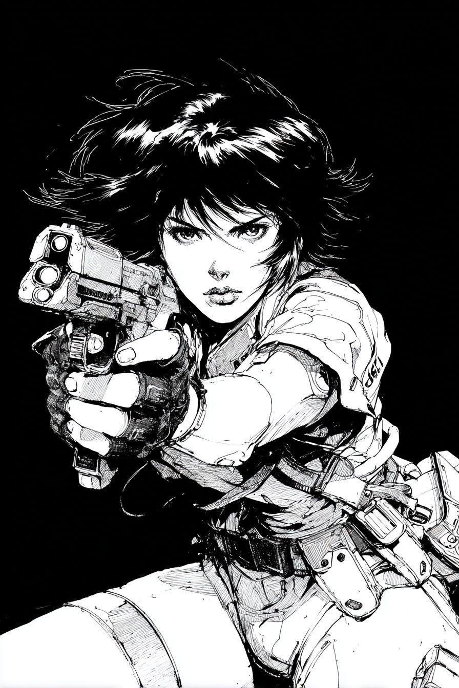 Cyberpunk Gunner Manga Poster. poster — anime art