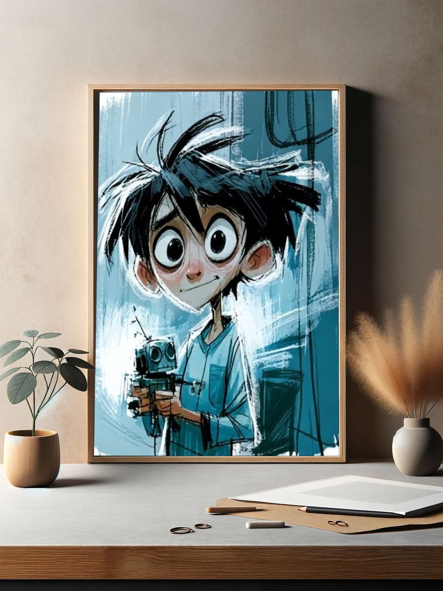 Anime Boy with Camera Poster. — room view 2