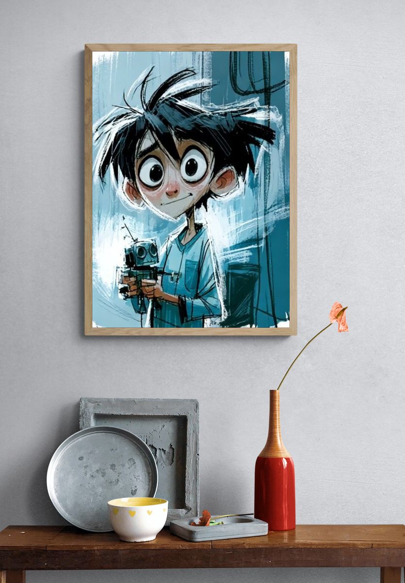 Anime Boy with Camera Poster. — room view 3