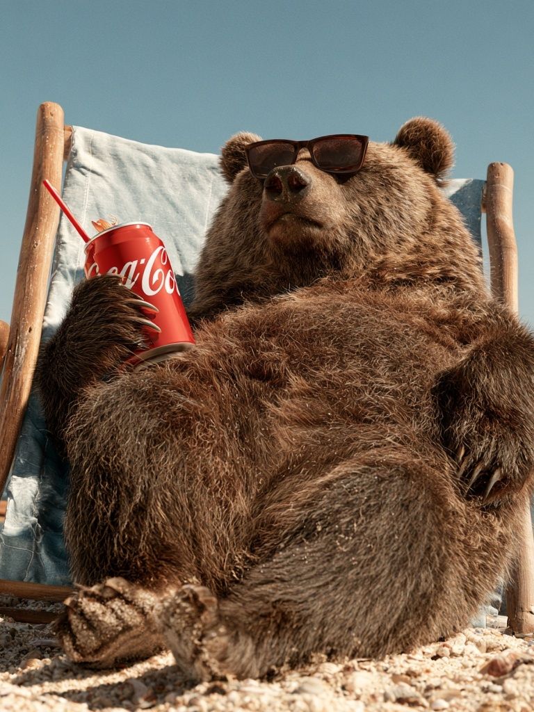 Beach Bear with Soda Poster. poster — animals art