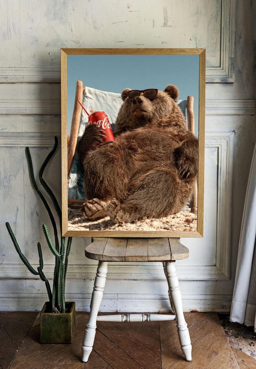 Beach Bear with Soda Poster. — room view 1