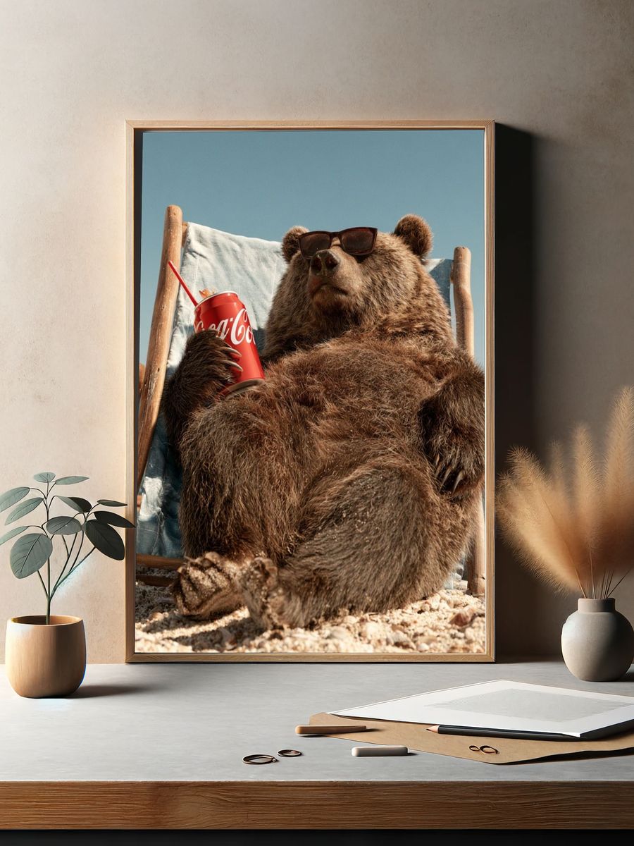 Beach Bear with Soda Poster. — room view 2