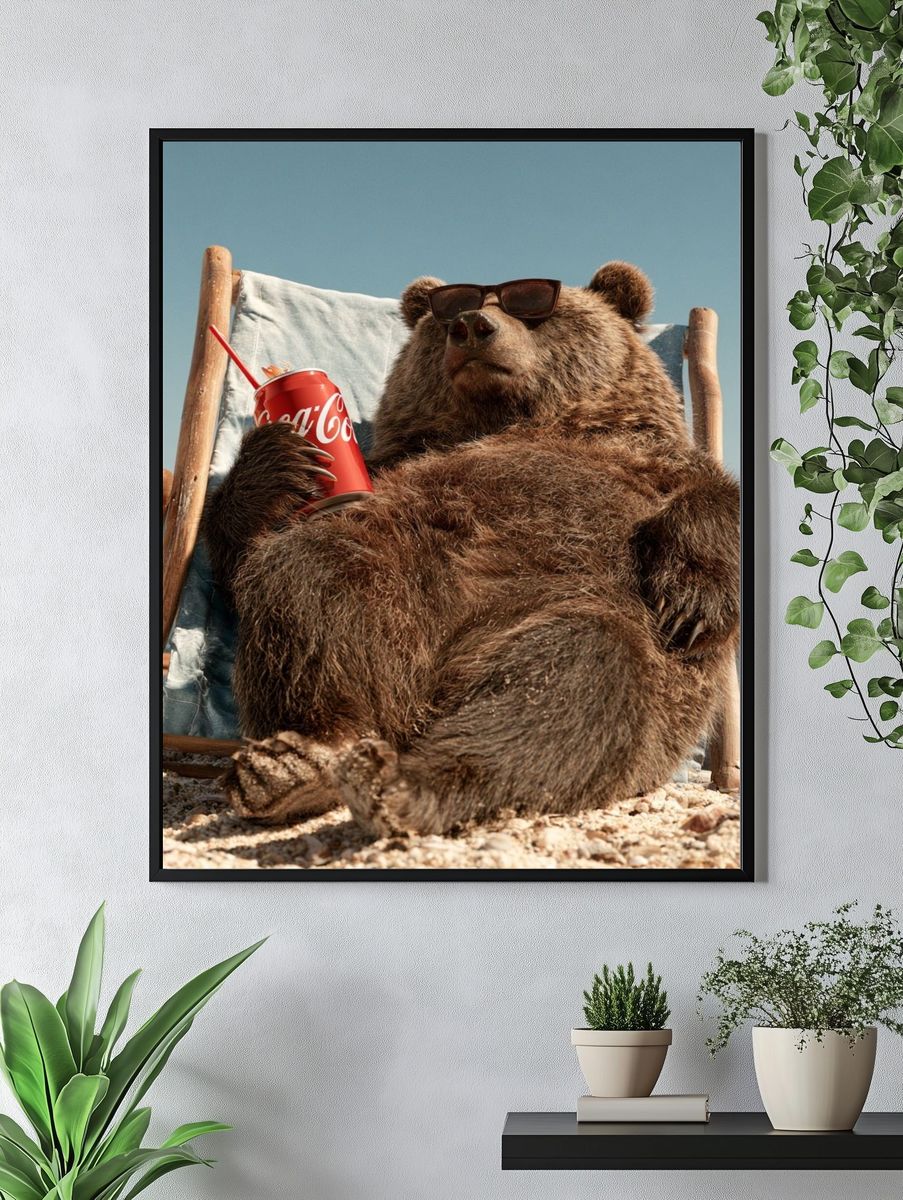 Beach Bear with Soda Poster. — room view 4