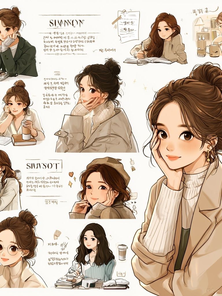 Korean Aesthetic Girls Illustration Poster. poster detail