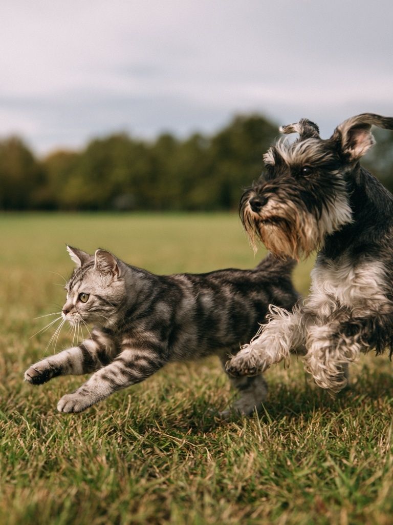 Cat and Dog Playful Photography Poster. poster detail