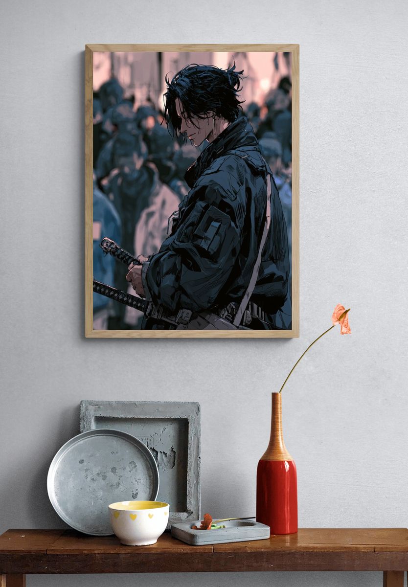 Samurai Warrior Digital Art Poster. — room view 3