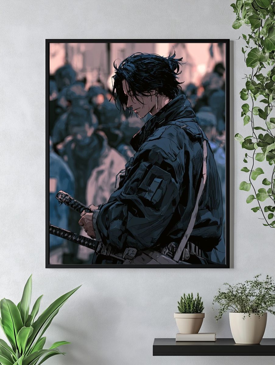 Samurai Warrior Digital Art Poster. — room view 4