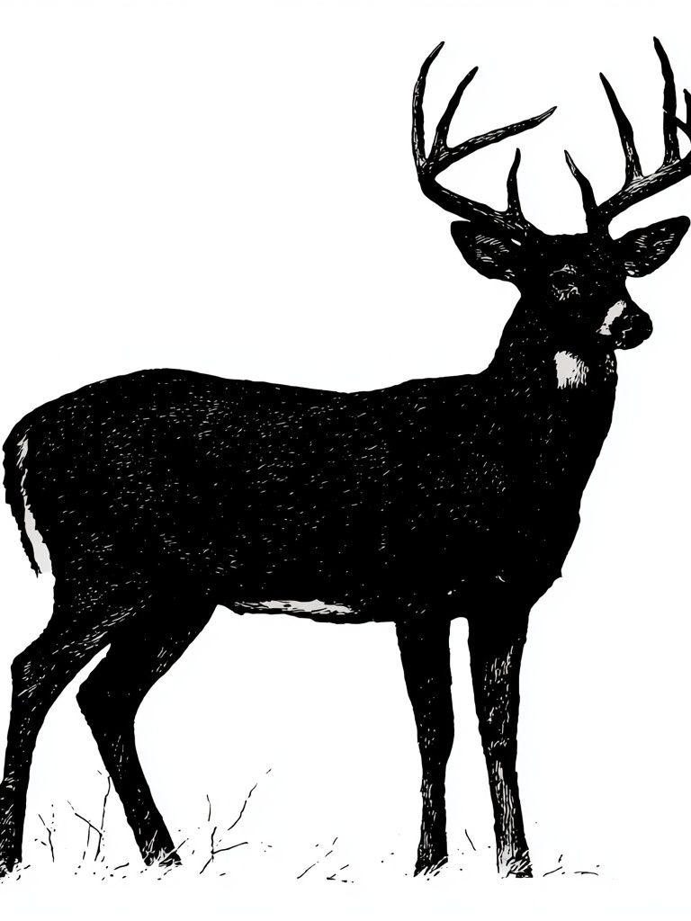 Black Deer Silhouette Print. poster detail